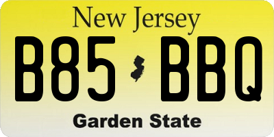 NJ license plate B85BBQ