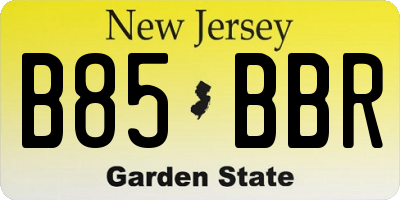 NJ license plate B85BBR