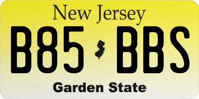 NJ license plate B85BBS