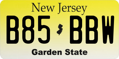 NJ license plate B85BBW