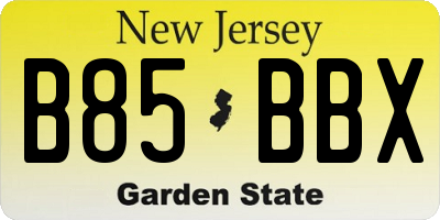 NJ license plate B85BBX