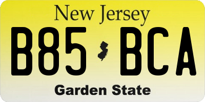 NJ license plate B85BCA