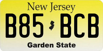 NJ license plate B85BCB