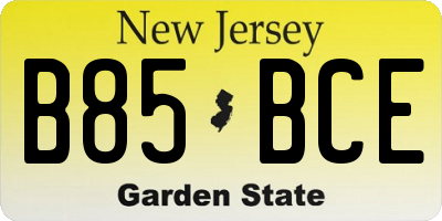 NJ license plate B85BCE