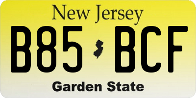 NJ license plate B85BCF
