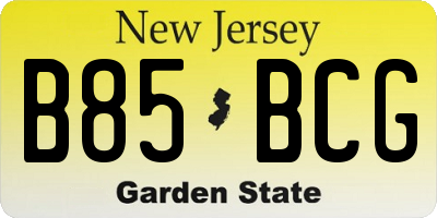 NJ license plate B85BCG