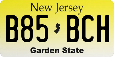 NJ license plate B85BCH