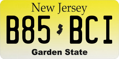 NJ license plate B85BCI