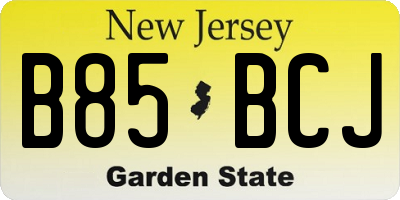 NJ license plate B85BCJ