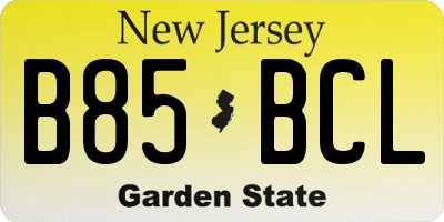 NJ license plate B85BCL