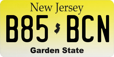 NJ license plate B85BCN