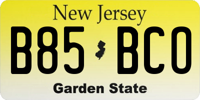 NJ license plate B85BCO