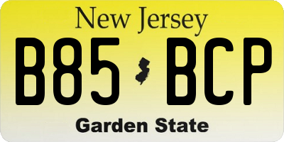 NJ license plate B85BCP