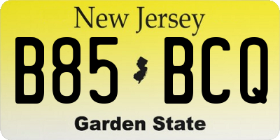 NJ license plate B85BCQ
