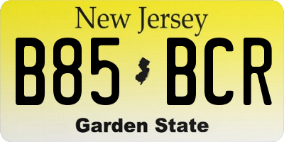 NJ license plate B85BCR