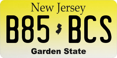 NJ license plate B85BCS