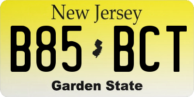 NJ license plate B85BCT