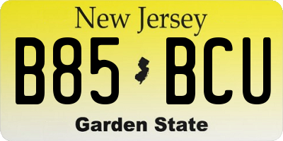 NJ license plate B85BCU