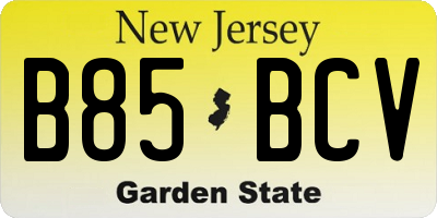 NJ license plate B85BCV