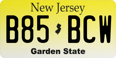 NJ license plate B85BCW