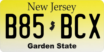 NJ license plate B85BCX