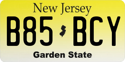 NJ license plate B85BCY