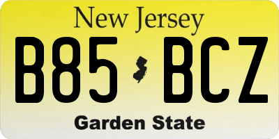 NJ license plate B85BCZ