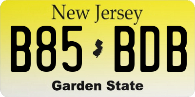 NJ license plate B85BDB