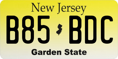 NJ license plate B85BDC