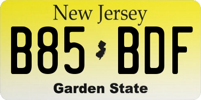 NJ license plate B85BDF