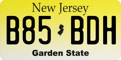 NJ license plate B85BDH