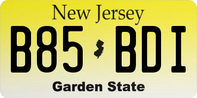 NJ license plate B85BDI
