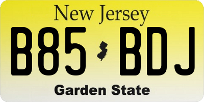 NJ license plate B85BDJ