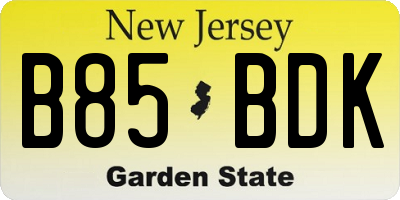 NJ license plate B85BDK