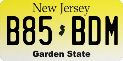 NJ license plate B85BDM