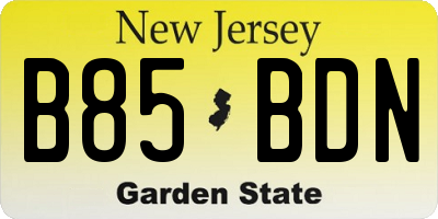 NJ license plate B85BDN