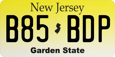 NJ license plate B85BDP