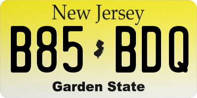 NJ license plate B85BDQ