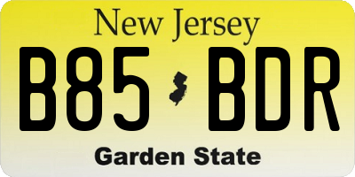 NJ license plate B85BDR