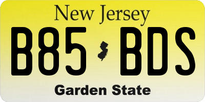 NJ license plate B85BDS