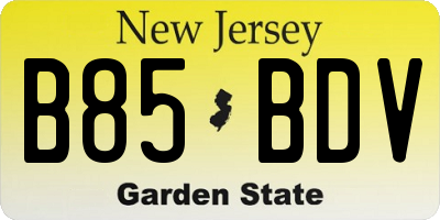 NJ license plate B85BDV