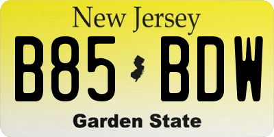 NJ license plate B85BDW