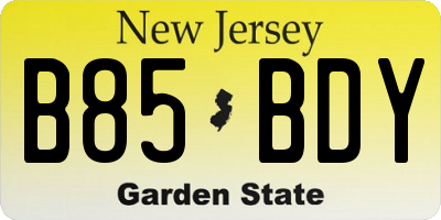 NJ license plate B85BDY