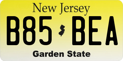 NJ license plate B85BEA