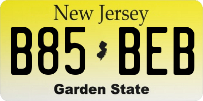 NJ license plate B85BEB