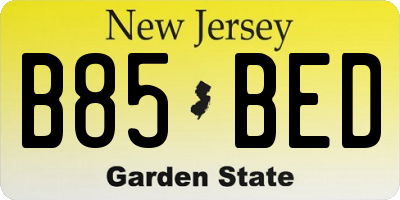 NJ license plate B85BED