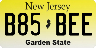 NJ license plate B85BEE