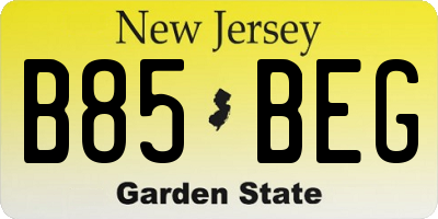NJ license plate B85BEG