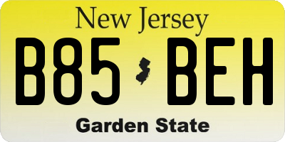 NJ license plate B85BEH