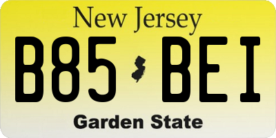 NJ license plate B85BEI